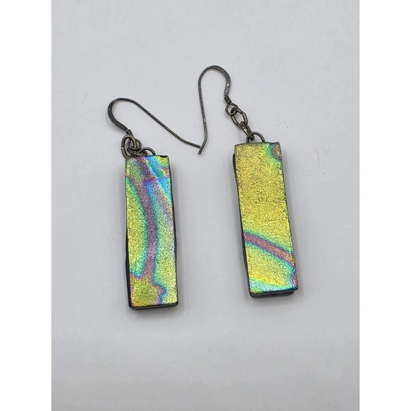 Abstract Art Clay Boho Dangle Hook Pierced Earrings 2" - Picture 3 of 4